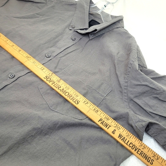 14th And Union Cotton Linen Blend Short Sleeve Button Down Mens Gray Shirt L - Picture 7 of 9